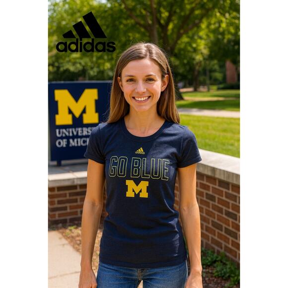 Adidas University of Michigan T-Shirt Sz. M - Picture 1 of 5